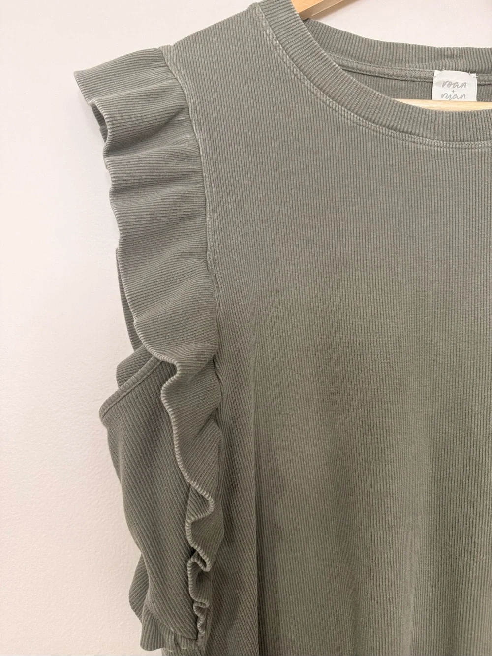 Roark Olive Ruffle Sleeve Tank - Picture 2 of 2